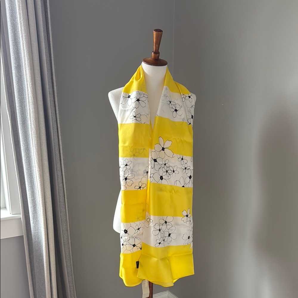 Floral Yellow and White Scarf